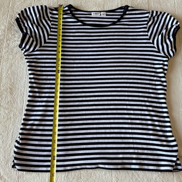 Cato Black and White Striped Short Sleeve Tee Size XL - Picture 4 of 7
